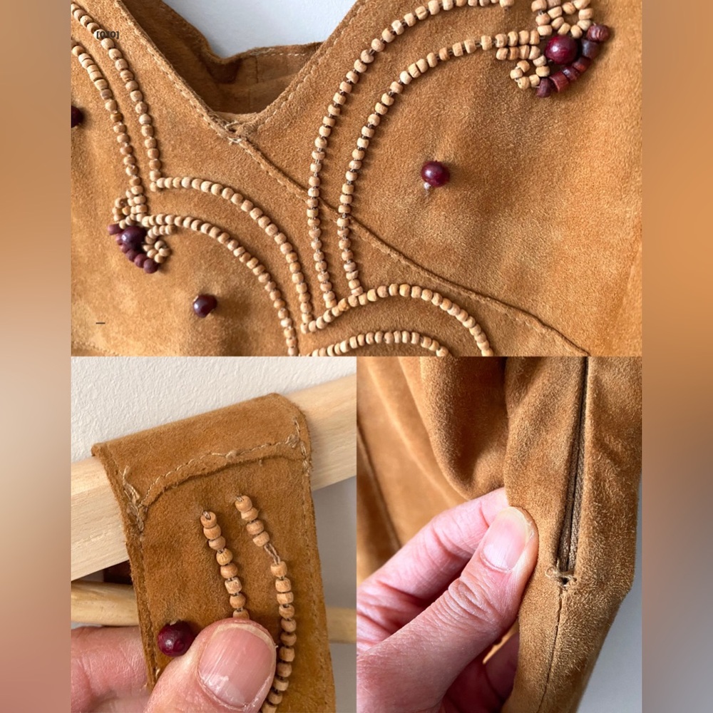 Suede sleeveless beaded midi dress - Picture 6 of 15